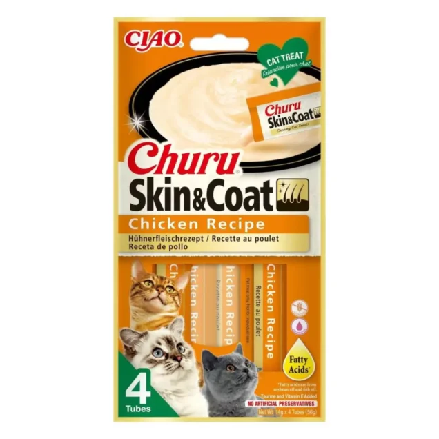 Inaba Churu poslastice za mačke Skin & Coat piletina, 14 g x 4 - Image 1
