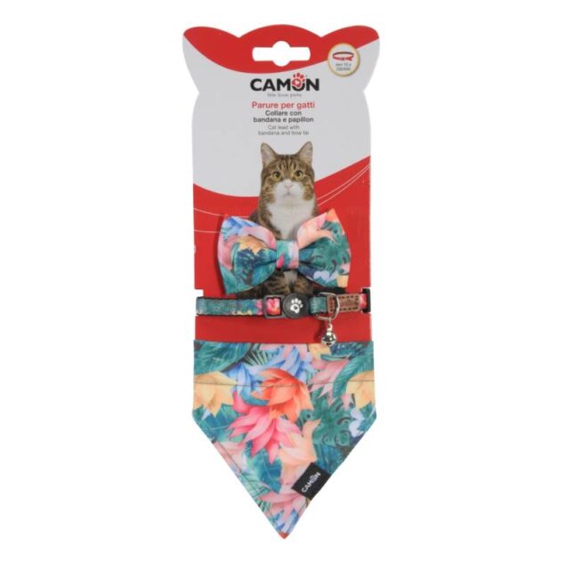 DG071 Mačji set - mačja ogrlica s maramicom i leptir mašnom - Tropical - Image 1