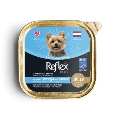 Reflex Plus mesni komadići haringa i škampi za odrasle pse mini i malih rasa 85 g
