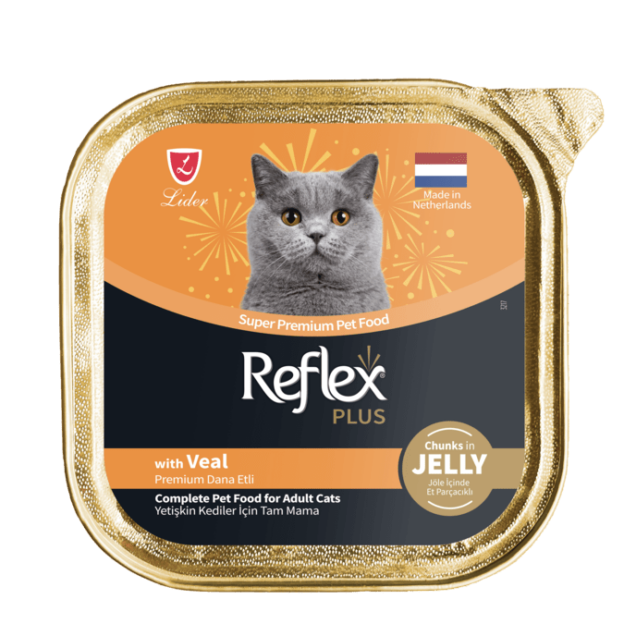 Reflex Plus, teletina mesni komadići, u želeu za odrasle mačke