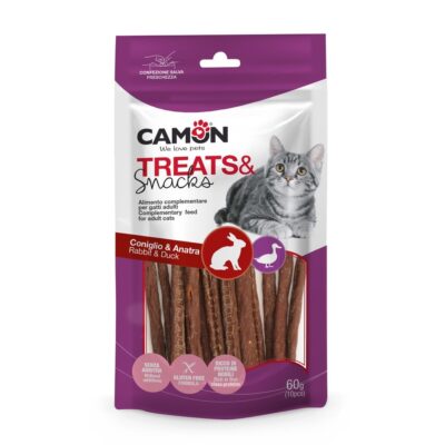 Camon štapići od zečijeg i pačijeg mesa poslastica za odrasle mačke 60 g
