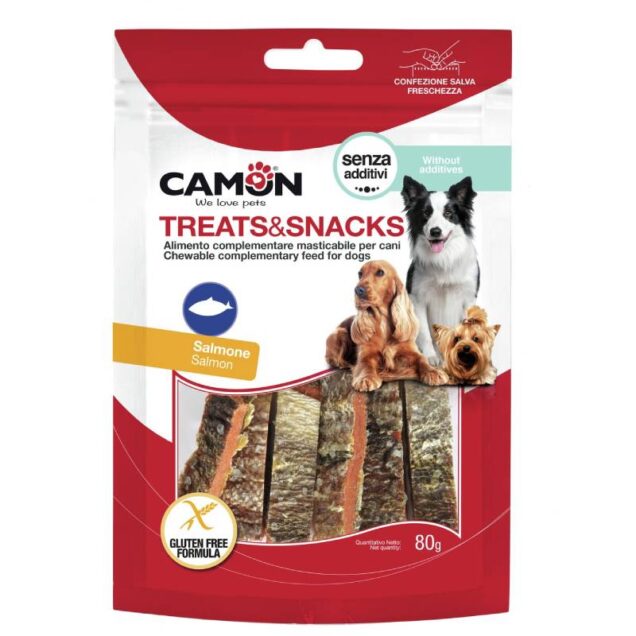 Camon poslastice za pse, velike trake lososa 80 g