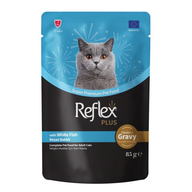 Reflex Plus komadići u umaku s bijelom ribom hrana za odrasle mačke