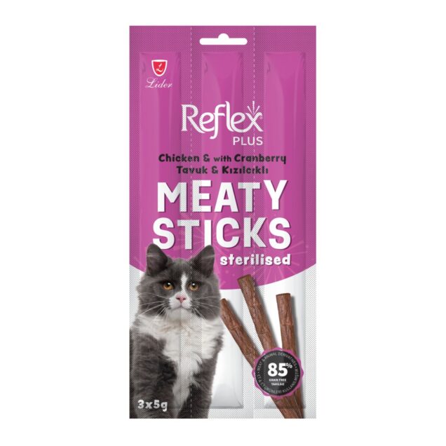 Reflex Plus mesni štapići piletina i rusnica za odrasle sterilizirane mačke 15 g