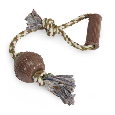 Igračka za pse - pamučno uže s ručkom i TPR lopticom