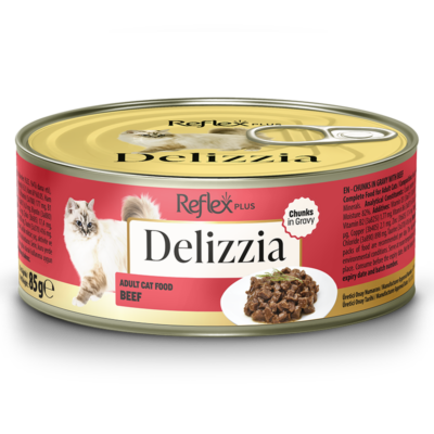 Delizzia komadići govedine u umaku hrana za odrasle mačke, 85 g