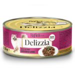Delizzia komadići piletine i jetrice u umaku hrana za odrasle mačke 85 g