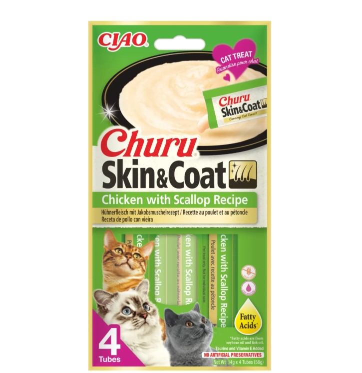Inaba Churu Skin & Coat – receptura s piletinom i kapicama